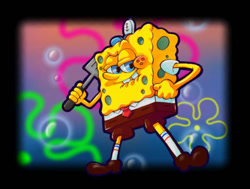 Size: 512x387 | Tagged: safe, artist:mephiles101, spongebob (spongebob), sponge (species), anthro, nickelodeon, spongebob squarepants (series), looking at you, male, solo, solo male, spatula