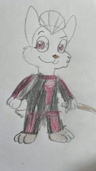 Size: 1170x2080 | Tagged: safe, artist:powerpup97, sweetie (paw patrol), canine, dog, mammal, anthro, plantigrade anthro, nickelodeon, paw patrol, ears, female, solo, solo female, sword, tail, traditional art, weapon
