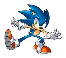 Size: 900x793 | Tagged: safe, artist:nextgrandcross, sonic the hedgehog (sonic), hedgehog, mammal, anthro, sega, sonic the hedgehog (series), 2012, clothes, gloves, green eyes, male, quills, simple background, smiling, sneakers, solo, solo male, tail, transparent background, white gloves