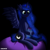 Size: 3000x3000 | Tagged: safe, artist:ob2908, princess luna (mlp), alicorn, equine, fictional species, mammal, pony, feral, friendship is magic, hasbro, my little pony, 2022, container, feathered wings, feathers, female, high res, horn, jar, mare, sitting, solo, solo female, wings