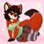 Size: 800x800 | Tagged: safe, artist:valeria_fills, oc, oc:poppy (lavallett1), canine, fox, mammal, wolf, anthro, 2d, 2d animation, animated, clothes, cloud, commission, cute, dipstick tail, female, gif, legwear, solo, solo female, tail, thigh highs, ych, ych result