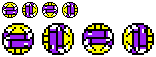 Size: 156x57 | Tagged: safe, artist:mega-poneo, fictional species, renamon, ambiguous form, digimon, ball, low res, morph ball, pixel art, simple background, solo, sprite, transparent background
