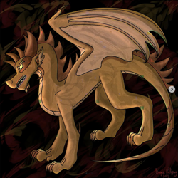 Size: 769x769 | Tagged: safe, oc, oc only, dragon, fictional species, feral, ambiguous gender, brown body, fantasy, solo