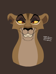 Size: 1224x1632 | Tagged: safe, artist:yoshiknight2, zira (the lion king), big cat, feline, lion, mammal, feral, disney, the lion king, 2d, bust, female, front view, lioness, looking at you, solo, solo female
