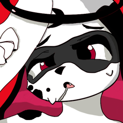 Size: 500x500 | Tagged: safe, artist:or30dehbun, oc, lagomorph, mammal, rabbit, anthro, ahegao, bust, low res, male, red eyes, simple background, solo, solo male