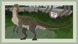 Size: 3840x2160 | Tagged: safe, artist:spiritinthesnow, oc, oc only, dinosaur, feral, ambiguous gender, brown body, brown fur, fur, long tail, solo, tail