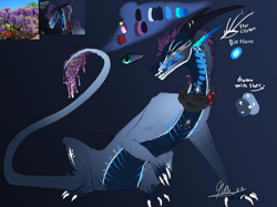 Size: 835x626 | Tagged: safe, oc, oc only, dragon, fictional species, feral, ambiguous gender, blue body, horns, solo