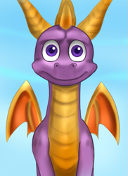 Size: 525x720 | Tagged: safe, artist:jbond, spyro the dragon (spyro), dragon, fictional species, western dragon, spyro the dragon (series), front view, looking at you, male, solo, solo male
