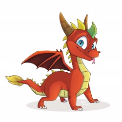 Size: 2048x2048 | Tagged: safe, artist:ellisello, dragon, fictional species, western dragon, feral, spyro the dragon (series), ambiguous gender, baby, fantasy, red body, solo, young