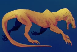 Size: 2048x1364 | Tagged: safe, artist:k0iyer, oc, oc only, dinosaur, feral, ambiguous gender, fantasy, solo, yellow body
