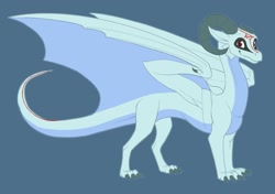 Size: 1412x996 | Tagged: safe, artist:01laserfire01, oc, oc only, dragon, fictional species, feral, ambiguous gender, fantasy, red eyes, solo, white body, wings