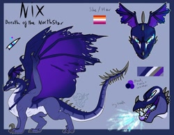 Size: 2048x1593 | Tagged: safe, artist:draconic__heir, oc, oc only, dragon, fictional species, feral, ambiguous gender, blue eyes, fantasy, purple body, solo, wings