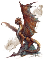 Size: 752x1000 | Tagged: safe, artist:thegroovydragon, dragon, fictional species, feral, dungeons & dragons, ambiguous gender, copper dragon (dungeons & dragons), fantasy, solo, spread wings, wings