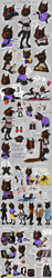 Size: 1800x9506 | Tagged: safe, artist:tuwka, mickey mouse (disney), minnie mouse (disney), canine, cat, dog, feline, mammal, wolf, anthro, feral, coca-cola, disney, dr. pepper, mickey and friends, pepsi, absurd resolution, banana, bed, bloodshot eyes, bread, coffee, cookie, dessert, drink, female, female focus, food, frozen yogurt, fruit, gray background, group, ice cream, ice cream bar, male, pizza, simple background, solo focus, tea, television, yoga, yogurt