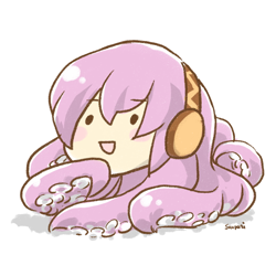 Size: 512x512 | Tagged: safe, artist:さんぱち, luka megurine (vocaloid), mollusk, octopus, feral, vocaloid, 2009, female, feralized, furrified, solo, solo female, species swap