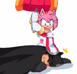 Size: 4096x3947 | Tagged: safe, artist:violetmadness7, amy rose (sonic), batman (batman), hedgehog, human, mammal, anthro, batman (series), sega, sonic the hedgehog (series), absurd resolution, crossover, duo, duo male and female, female, male