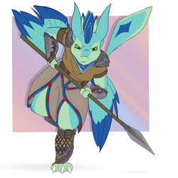 Size: 3000x3000 | Tagged: safe, artist:scruffasus, oc, oc:luvashi, alien, avali, bird, fictional species, semi-anthro, blue feathers, feathers, female, four ears, green eyes, green feathers, tail