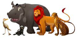 Size: 4683x2334 | Tagged: safe, artist:albinoraven666fanart, beshte (the lion guard), bunga (the lion guard), fuli (the lion guard), kion (the lion guard), ono (the lion guard), badger, big cat, bird, cheetah, egret, feline, heron, hippopotamus, honey badger, lion, mammal, mustelid, feral, disney, the lion guard, the lion king, 2d, female, group, male, older, simple background, transparent background, ungulate