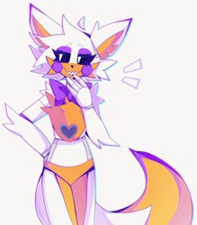 50583 - suggestive, artist:fxmaf, lolbit (fnaf), mangle (fnaf), canine,  fox, mammal, anthro, five nights at freddy's, 16:9, 5 fingers, amber eyes,  black sclera, blushing, breast grab, breasts, chest fluff, cleavage,  colored pupils