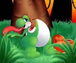 Size: 1280x1070 | Tagged: safe, artist:dracion, yoshi (mario), fictional species, yoshi (species), mario (series), nintendo, barefoot, blushing, feet, fetish, foot fetish, foot focus, shoes removed, soles, toes