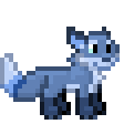 Size: 112x112 | Tagged: safe, artist:kisupantteri, oc, oc only, oc:double colon, canine, fox, mammal, feral, animated, bouncing, commission, cyan eyes, dancing, female, gif, pixel animation, pixel art, simple background, solo, solo female, tail, tail wag, transparent background