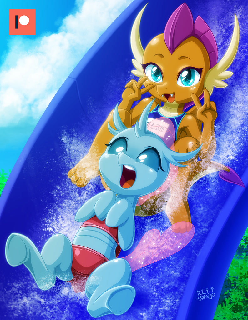 #219439 - safe, artist:uotapo, ocellus (mlp), smolder (mlp), arthropod ...