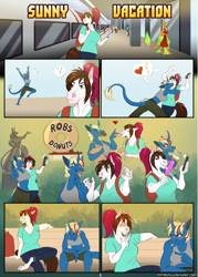 Size: 1147x1600 | Tagged: safe, artist:sunny way, oc, oc only, oc:alirfesta felastis, equine, horse, mammal, anthro, comic:sunny vacation, anthro comic, artwork, comic, comic page, cute, digital art, duo, equi, equis universe, exclusive, female, female/female, kirinaes, mare, muscles, nsfw comic, slightly chubby, sunny vacation, web comic, webcomic