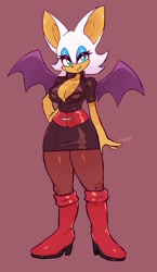 Size: 1527x2634 | Tagged: safe, artist:jamoart, rouge the bat (sonic), bat, mammal, anthro, sega, sonic the hedgehog (series), alternate outfit, clothes, female, solo, solo female