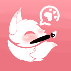 Size: 400x400 | Tagged: artist needed, safe, astra, fictional species, ambiguous form, furbooru, 1:1, ambiguous gender, artfol, blushing, gradient background, logo, low res, meta, paintbrush, paws, solo, solo ambiguous