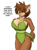 Size: 975x1326 | Tagged: safe, artist:hexteknik, elora (spyro), faun, fictional species, mammal, anthro, spyro the dragon (series), 2022, belly button, black nose, bottomwear, breasts, cleavage, clothes, digital art, dress, ears, eyelashes, female, fur, hair, huge breasts, open mouth, pose, simple background, solo, solo female, tail, thighs, tongue, white background, wide hips, work in progress