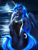Size: 4500x6000 | Tagged: safe, artist:mykegreywolf, princess luna (mlp), alicorn, equine, fictional species, mammal, pony, anthro, friendship is magic, hasbro, my little pony, 2023, absurd resolution, anthrofied, beach, breasts, clothes, ears, ethereal mane, ethereal tail, feathered wings, feathers, female, hair, horn, mane, mare, moon, moonlight, ocean, one-piece swimsuit, solo, solo female, swimsuit, tail, thighs, water, wings