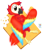 Size: 1212x1429 | Tagged: safe, artist:rainbow eevee, bird, macaw, parrot, feral, 2023, 2d, ambiguous gender, cracker, cute, simple background, smiling, solo, solo ambiguous, transparent background