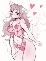 Size: 1536x2048 | Tagged: safe, artist:cepto_k, cat, feline, mammal, anthro, blushing, bra, clothes, female, heart, lingerie, love heart, panties, solo, solo female, tail, thick thighs, thighs, underwear, wide hips