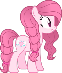 Size: 1251x1467 | Tagged: safe, artist:muhammad yunus, artist:pegasski, oc, oc only, oc:annisa trihapsari, earth pony, equine, fictional species, mammal, pony, feral, friendship is magic, hasbro, my little pony, base used, female, grin, gritted teeth, hair, long hair, long mane, long tail, mane, mare, medibang paint, pink body, pink eyes, pink hair, pink mane, pink tail, show accurate, simple background, smiling, solo, solo female, tail, teeth, transparent background, vector