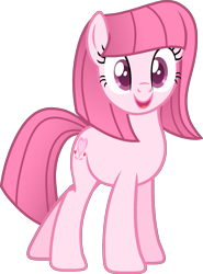 Size: 1249x1685 | Tagged: safe, artist:muhammad yunus, artist:pegasski, oc, oc only, oc:annisa trihapsari, earth pony, equine, fictional species, mammal, pony, feral, friendship is magic, hasbro, my little pony, cute, female, hair, hairstyle, mane, mare, medibang paint, ocbetes, open mouth, open smile, pink body, pink eyes, pink hair, pink mane, pretty, simple background, smiling, solo, solo female, transparent background