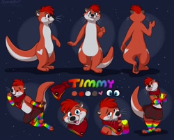 Size: 2485x2000 | Tagged: safe, artist:orlandofox, oc, oc only, oc:timmy (otter_timmy), mammal, mustelid, otter, semi-anthro, 2023, 2d, cheek fluff, cute, fluff, looking at you, male, open mouth, open smile, reference sheet, smiling, smiling at you, solo, solo male