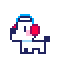 Size: 64x64 | Tagged: safe, artist:mxxnightyy, barista (rhythm heaven), canine, dog, mammal, feral, nintendo, rhythm heaven, 1:1, animated, dancing, gif, headphones, headwear, low res, male, outline, pixel animation, pixel art, simple background, solo, solo male, tail, transparent background, white outline