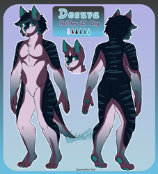 Size: 875x963 | Tagged: safe, artist:queerstalline-void, oc, oc:desuva, canine, dog, mammal, anthro, artwork, custom, drawing, fur, fursona, illustration, original, painting, profile, reference, reference sheet, side view, sketch