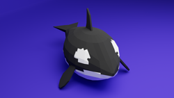Size: 1920x1080 | Tagged: safe, artist:ormspryde, cetacean, mammal, orca, 3d, blockbench, digital art, low poly, orb, orbulated