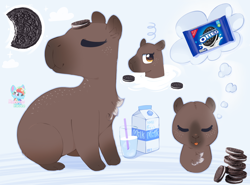 Size: 1830x1352 | Tagged: safe, artist:rainbow eevee, oc, oc only, capybara, mammal, rodent, oreo, milk