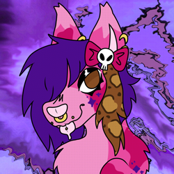 Size: 1920x1920 | Tagged: safe, artist:getwastedtime, oc, oc only, oc:washi, canine, dog, mammal, feral, blep, bow, female, fluff, fur, hair, leopard print, simple background, solo, solo female, tongue, tongue out