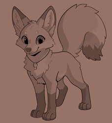 Size: 1820x1995 | Tagged: safe, artist:azoomer, canine, fox, mammal, feral, 2023, ambiguous gender, digital art, ears, fur, jewelry, monochrome, necklace, paws, sepia, simple background, sketch, solo, solo ambiguous, tail, thighs