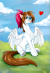 Size: 1099x1600 | Tagged: safe, artist:sunny way, arthropod, butterfly, equine, fictional species, insect, mammal, pegasus, pony, feral, friendship is magic, hasbro, my little pony, artwork, blep, cute, digital art, feathers, female, field, grass, hooves, mare, mlem, sitting, sunny, tongue, tongue out, wings