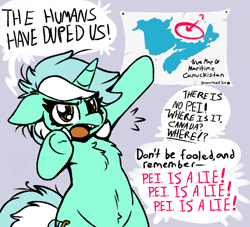 Size: 1100x1000 | Tagged: safe, artist:skoon, lyra heartstrings (mlp), equine, fictional species, mammal, pony, unicorn, friendship is magic, hasbro, my little pony, bipedal, canada, chest fluff, conspiracy, female, fluff, mare, paranoid, prince edward island, sketch, solo, solo female