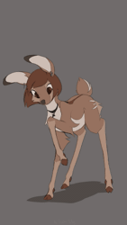 Size: 315x560 | Tagged: safe, artist:luckyway, oc, cervid, deer, mammal, feral, 2023, 2d, 2d animation, animated, cloven hooves, cute, dancing, featured image, female, frame by frame, gif, hooves, jewelry, low res, necklace, solo, solo female, tail, ungulate