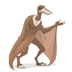 Size: 894x894 | Tagged: safe, artist:revheadarts, sierra (the land before time), pterosaur, reptile, feral, sullivan bluth studios, the land before time, 2023, 2d, beak, brown body, cearadactylus, colored sclera, male, open beak, open mouth, simple background, solo, solo male, standing, transparent background, yellow sclera