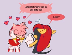 Size: 2048x1576 | Tagged: safe, artist:sikyurame, amy rose (sonic), mighty the armadillo (sonic), armadillo, hedgehog, mammal, sega, sonic the hedgehog (series), comic, duo, english text, female, heart, male, text