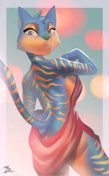 Size: 1513x2434 | Tagged: suggestive, artist:maaradjayt, oc, oc only, cat, feline, mammal, anthro, 2023, breasts, butt, digital art, ears, eyelashes, female, fur, looking at you, looking back, looking back at you, nudity, rear view, sideboob, simple background, solo, solo female, tail, thighs, towel, wide hips