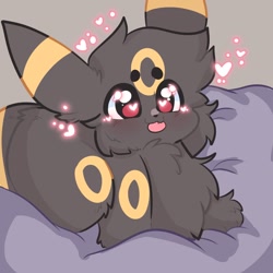 Size: 1080x1080 | Tagged: safe, artist:rykervt, eeveelution, fictional species, mammal, umbreon, feral, nintendo, pokémon, ambiguous gender, blep, heart, heart eyes, lying down, tongue, tongue out, wingding eyes