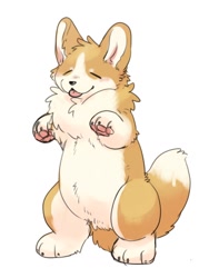 Size: 768x1024 | Tagged: safe, artist:imo__ss, canine, corgi, dog, mammal, feral, ambiguous gender, blep, eyes closed, standing, tail, tongue, tongue out